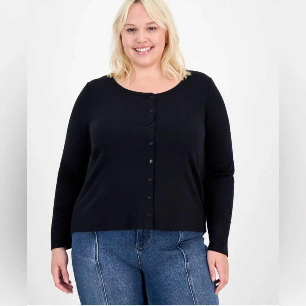 Hippie Rose Black Button Down Cardigan, Size 3X - NWT - Picture 1 of 9